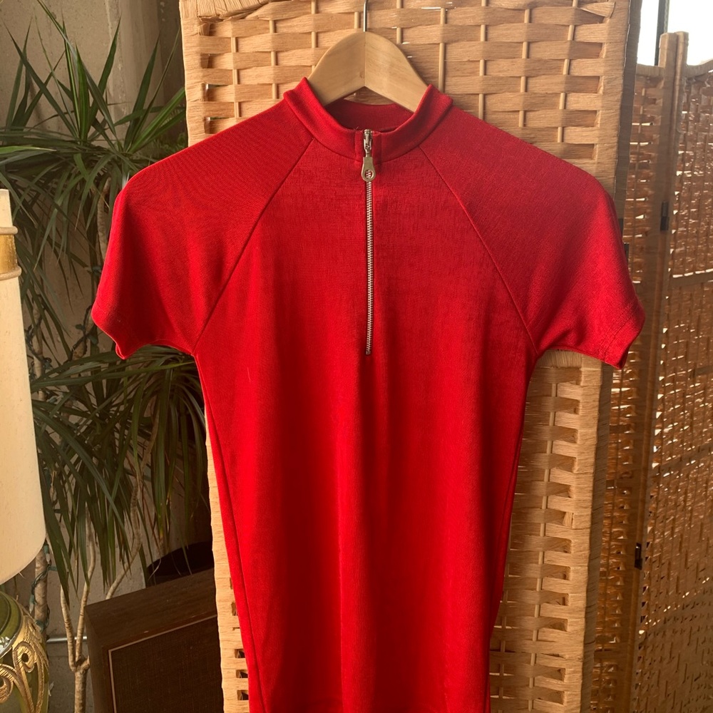 Vintage red mock neck slinky top